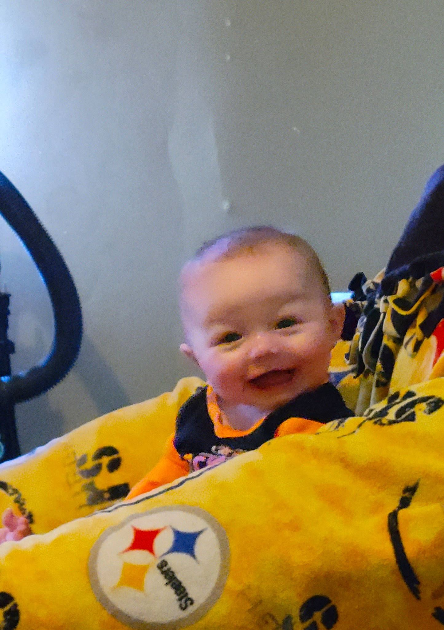 Willow joined the competition — help win amazing prizes! baby, baby_products, cheek, child, eye, fun, happy, helmet, iris, jacket, laugh, leisure, nose, person, personal_protective_equipment, play, room, skin, smile, t_shirt