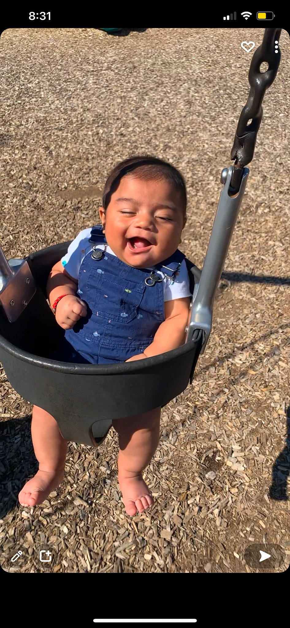 Javier joined the competition — help win amazing prizes! baby, baby_toddler_clothing, chair, child, electric_blue, finger, fun, grass, happy, human_body, human_leg, leisure, people_in_nature, person, play, recreation, smile, standing, swing, toddler