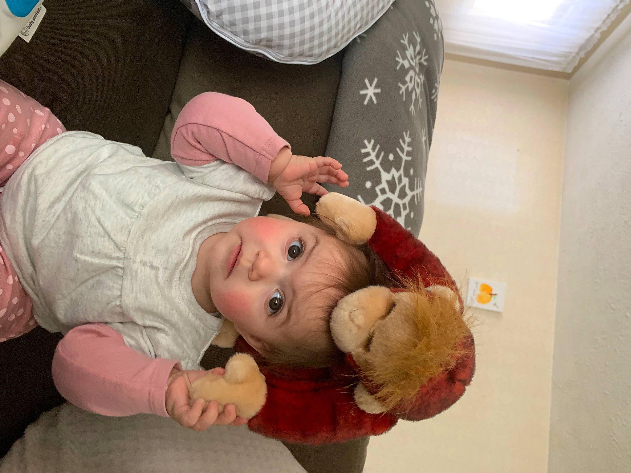 Rosalyn joined the competition — help win amazing prizes! abdomen, baby, baby_products, baby_toddler_clothing, cheek, child, comfort, finger, fun, fur, gesture, happy, lap, mammal, person, room, sitting, stuffed_toy, teddy_bear, toddler