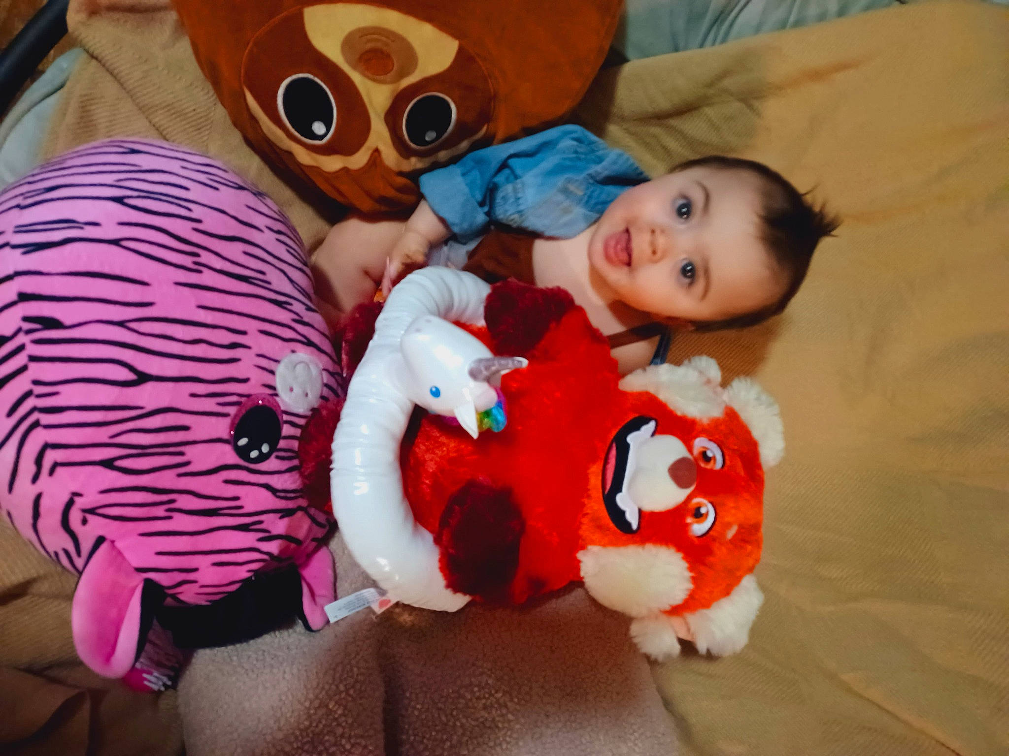 Yvonne joined the competition — help win amazing prizes! baby, baby_toddler_clothing, cheek, child, comfort, fun, happy, linens, mammal, nose, orange, organ, person, plush, skin, stuffed_toy, surprise, textile, toddler, toy