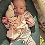 baby, baby_lounger, blanket, bunny, child, cozy, cute, face, hand, indoor, infant, nursery, onesie, pacifier, peaceful, polka_dot, rest, sleeping, soft_toy, stuffed_animal