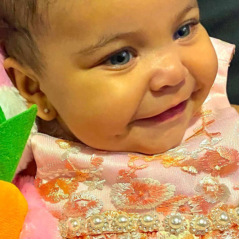 Dream joined the competition — help win amazing prizes! accessories, baby, babylaughing, bodypart, clothing, dress, earring, face, happy, head, jewelry, laughing, mouth, necklace, newborn, person, photography, portrait, smile, teeth