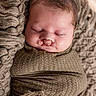 Hudson is registered to the contest to win money with this photo: baby, blanket, child, closeup, cozy, cute, face, head, indoors, infant, knitted_wrap, newborn, peaceful, portrait, resting, skin, sleeping, soft, swaddled, texture