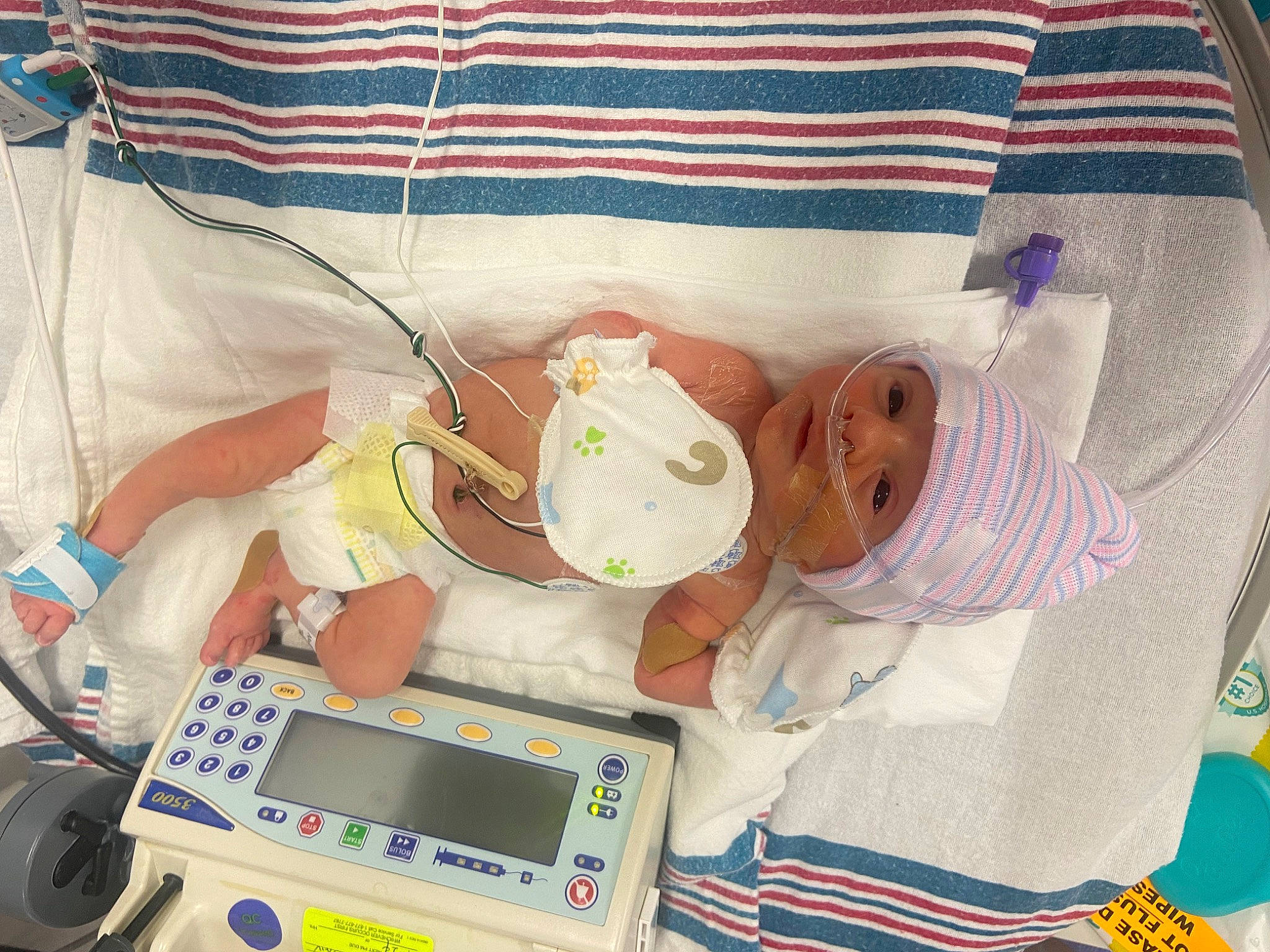 Camden joined the competition — help win amazing prizes! baby, baby_products, baby_safety, baby_toddler_clothing, child, comfort, handheld_game_console, headwear, health_care, hospital, hospital_bed, input_device, linens, medical, medical_equipment, medical_procedure, person, portable_electronic_game, room, service