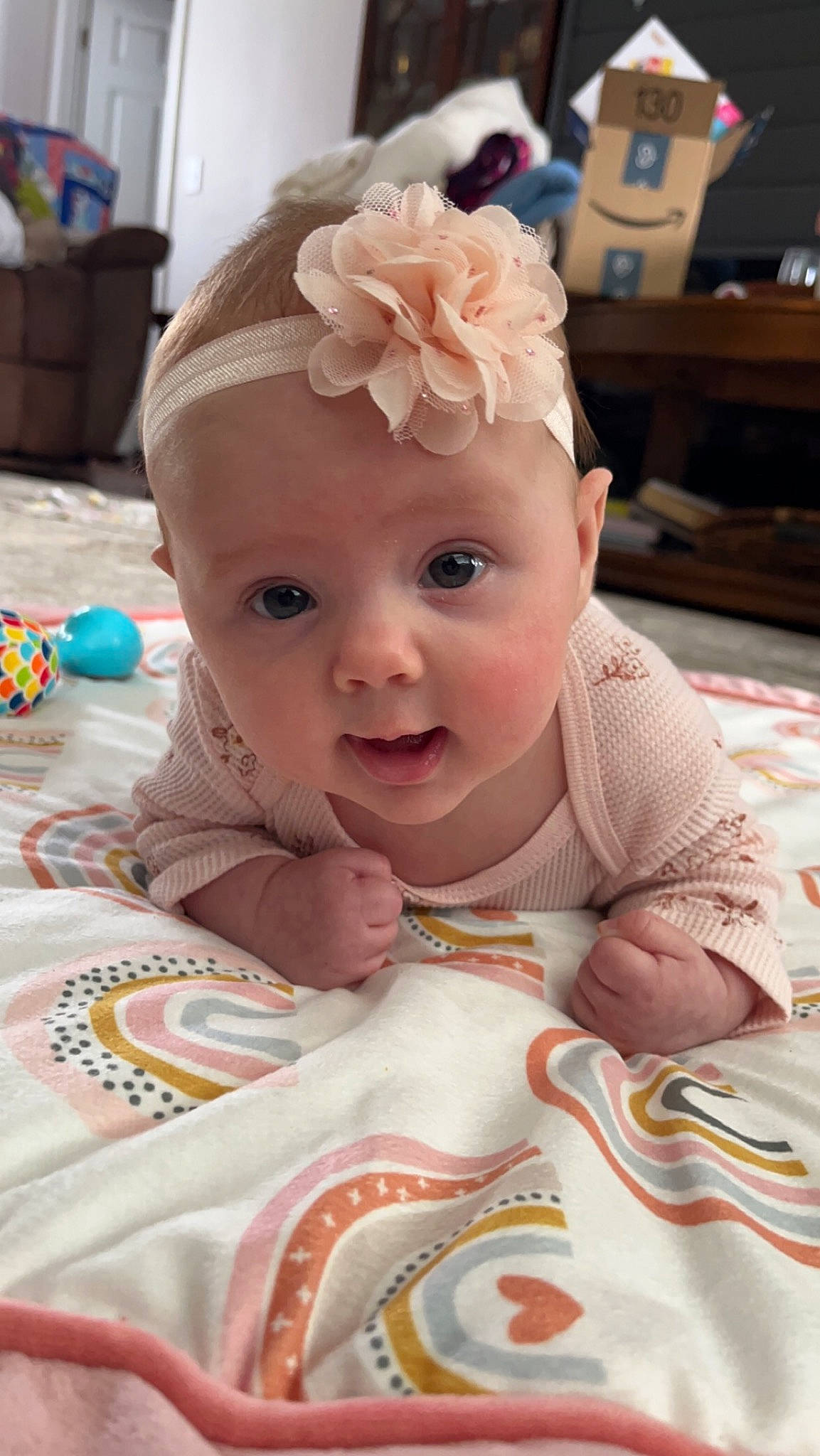 Averee joined the competition — help win amazing prizes! baby, baby_products, baby_toddler_clothing, cheek, child, eye, fun, happy, hat, headpiece, iris, linens, nose, person, pink, product, skin, smile, sweetness, toddler