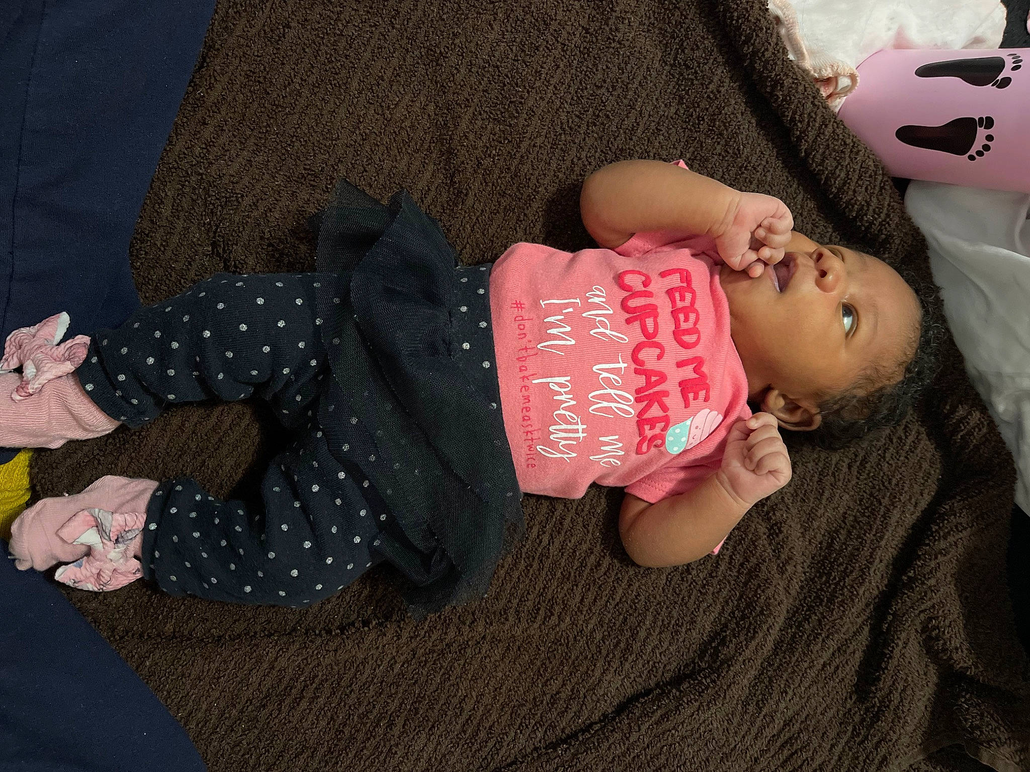 Ka Mya joined the competition — help win amazing prizes! arm, baby_toddler_clothing, cheek, child, comfort, eyelash, finger, hand, hat, headgear, human_leg, nail, pattern, person, pink, sitting, skin, sleeve, thigh, toddler