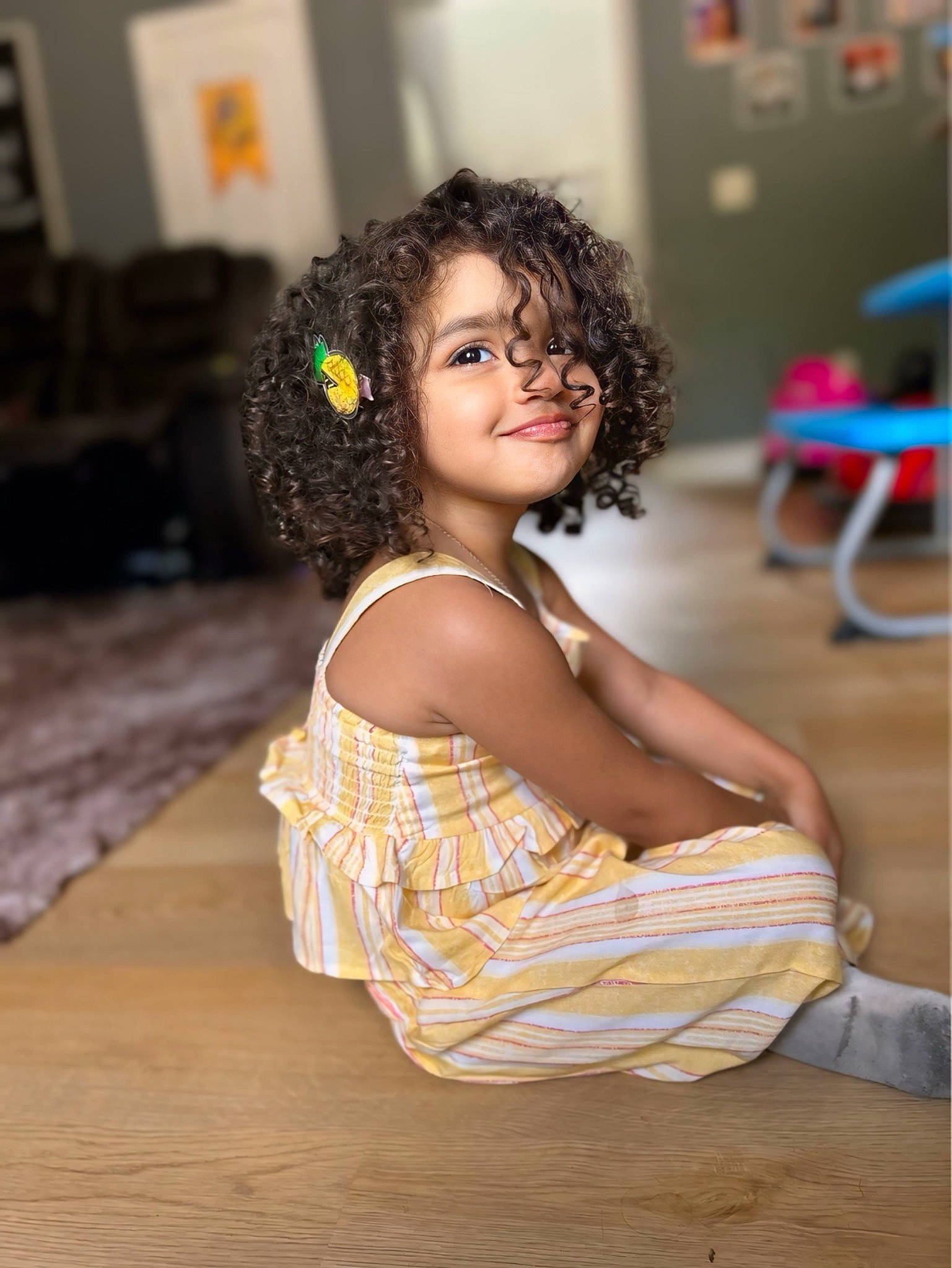 Layla joined the competition — help win amazing prizes! abdomen, chair, child, fashion_design, flash_photography, floor, flooring, fun, happy, head, human_leg, joy, leisure, person, portrait_photography, room, sitting, skin, smile, thigh