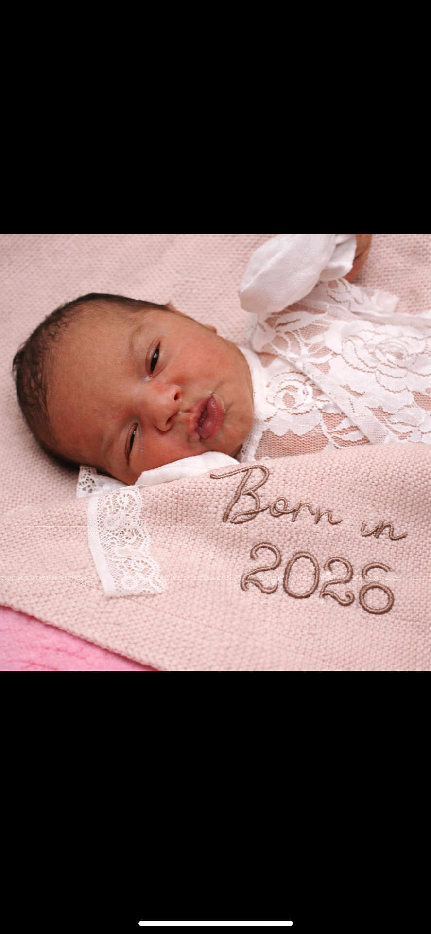 Ellieana is registered to the contest to win money with this photo: newborn, baby, infant, blanket, pink, lace, sleepy, resting, closeup, face, portrait, soft, cute, tiny, wrapped, delicate, peaceful, indoors, human, newborn_baby