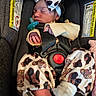 Braylee joined the competition — help win amazing prizes! baby, infant, sleeping, car_seat, pacifier, headband, bow, clothing, animal_print, leopard_print, safety_harness, cute, newborn, child, hand, footwear, sock, resting, indoors, portrait