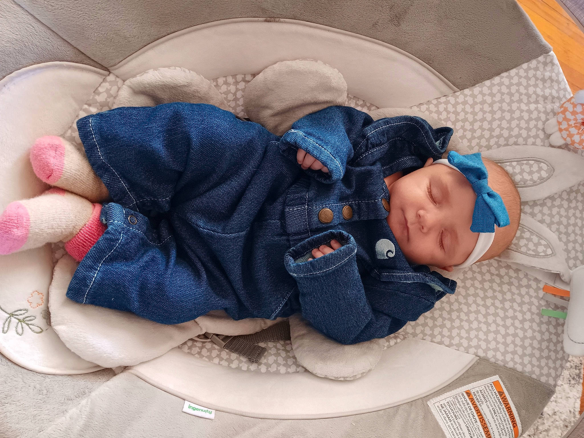 Everlie is registered to the contest to win money with this photo: baby, baby_products, baby_sleeping, baby_toddler_clothing, bedtime, child, comfort, electric_blue, foot, headwear, human_leg, infant_bed, linens, nap, pattern, person, product, sitting, sleep, thigh