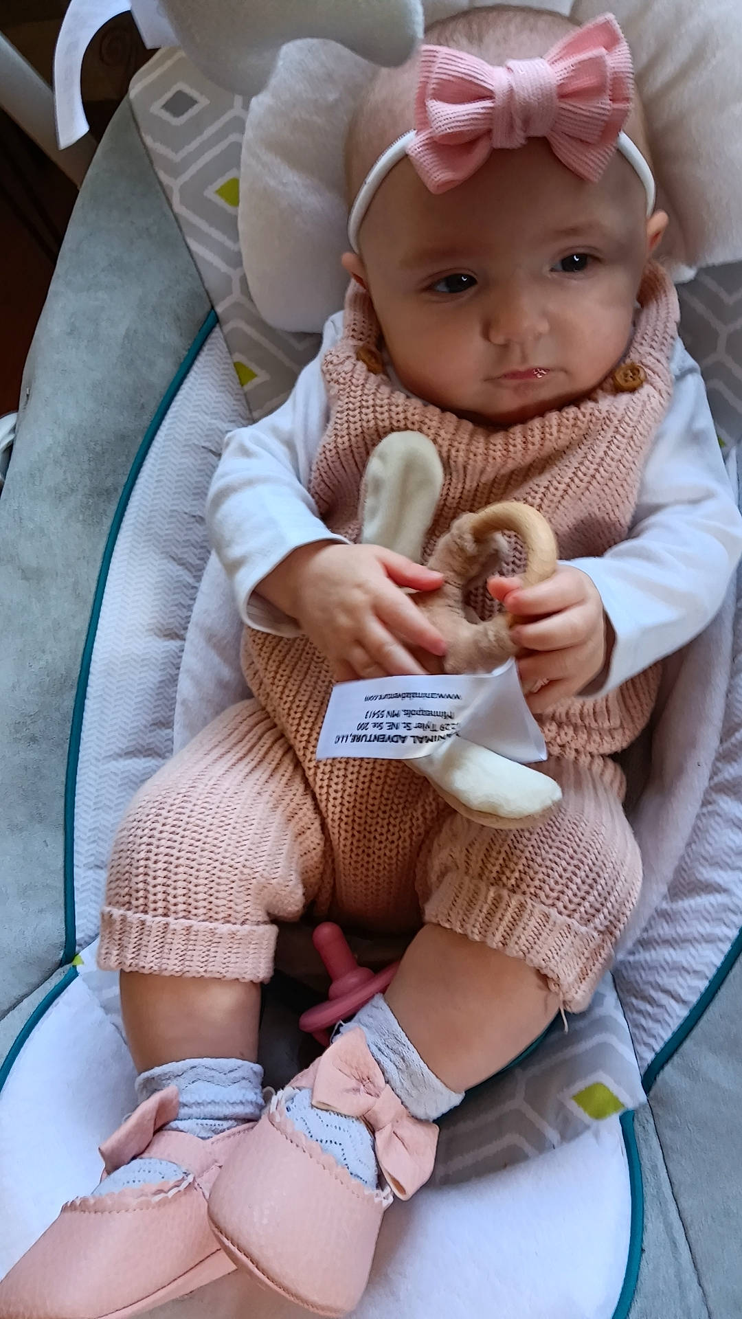 Everlie joined the competition — help win amazing prizes! baby, baby_toddler_clothing, chair, comfort, finger, hairstyle, hand, headwear, human_body, joint, knee, lap, leg, nail, person, pink, skin, sleeve, sock, textile