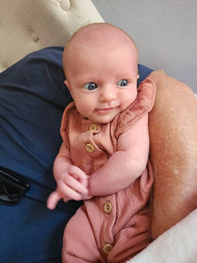 Arielle joined the competition — help win amazing prizes! abdomen, baby, baby_toddler_clothing, cheek, chest, child, comfort, doll, eye, gesture, jewellery, linens, nail, person, sitting, skin, smile, stomach, thumb, toy