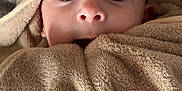 Maël participe au concours pour gagner de l'argent avec cette photo : adorable, baby, baby_clothing, beige, blanket, child, closeup, cute, expression, eyes, face, hooded_towel, indoor, infant, portrait, snug, soft_texture, towel, warm, wrapped