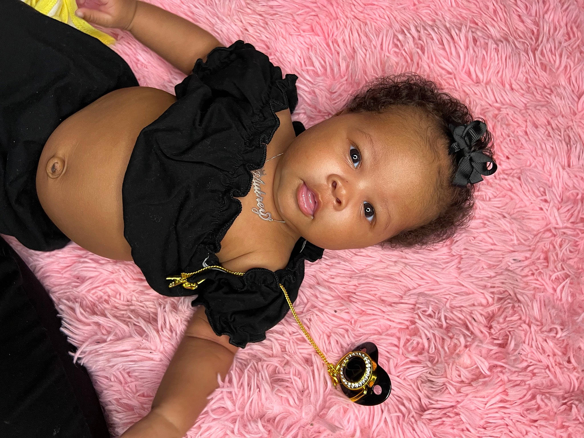 Aubrey joined the competition — help win amazing prizes! abdomen, baby_toddler_clothing, black_hair, chest, cocktail_dress, day_dress, doll, dress, embellishment, flash_photography, flooring, formal_wear, happy, magenta, pattern, person, pink, purple, thigh, toddler