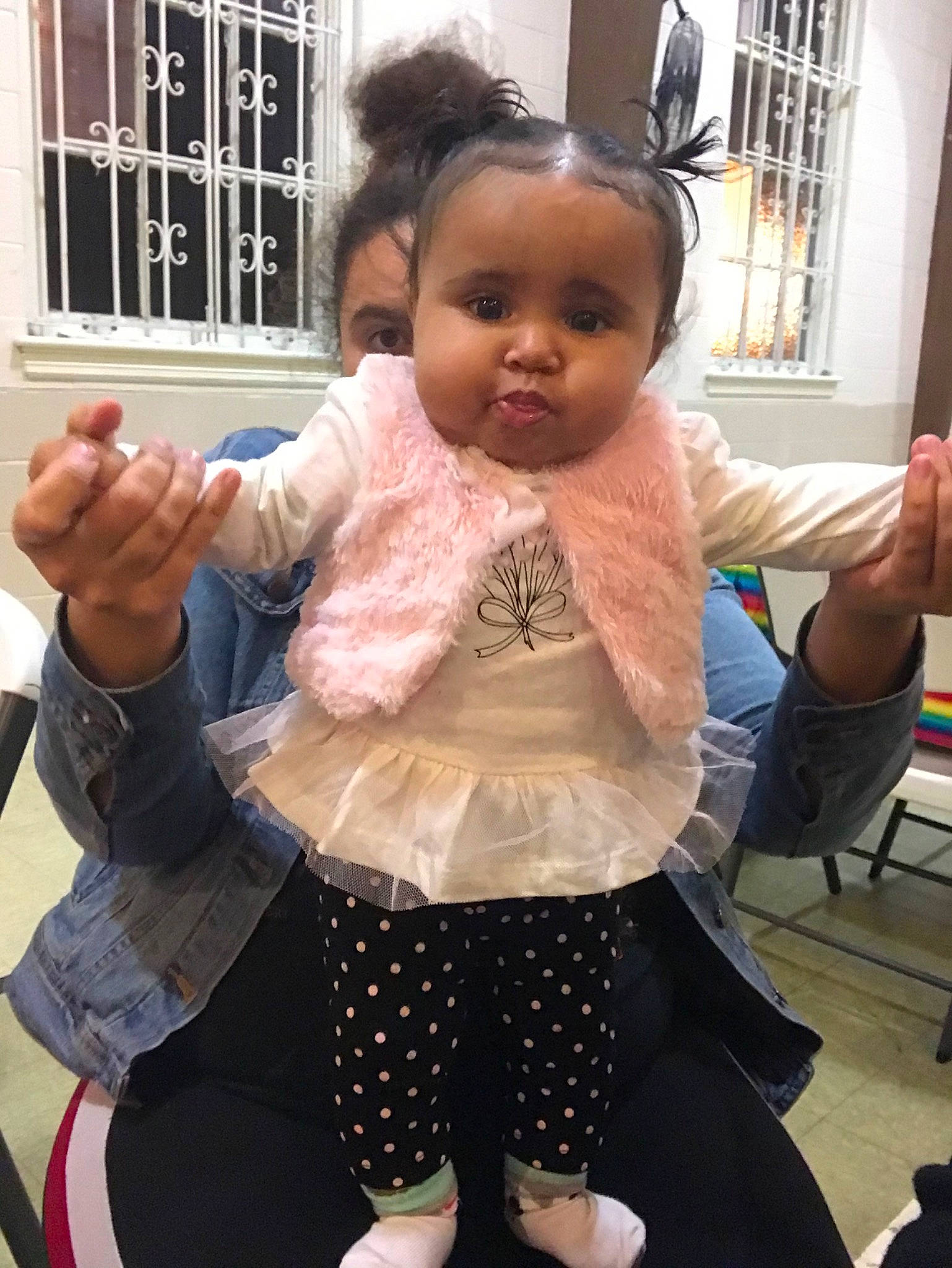 Amiah is registered to the contest to win money with this photo: baby, black_hair, cheek, child, finger, head, person, skin, thumb, toddler