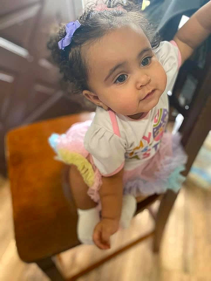 Amiah joined the competition — help win amazing prizes! baby, cheek, child, ear, eye, face, forehead, hair_accessory, head, headband, headgear, iris, person, skin, smile, toddler