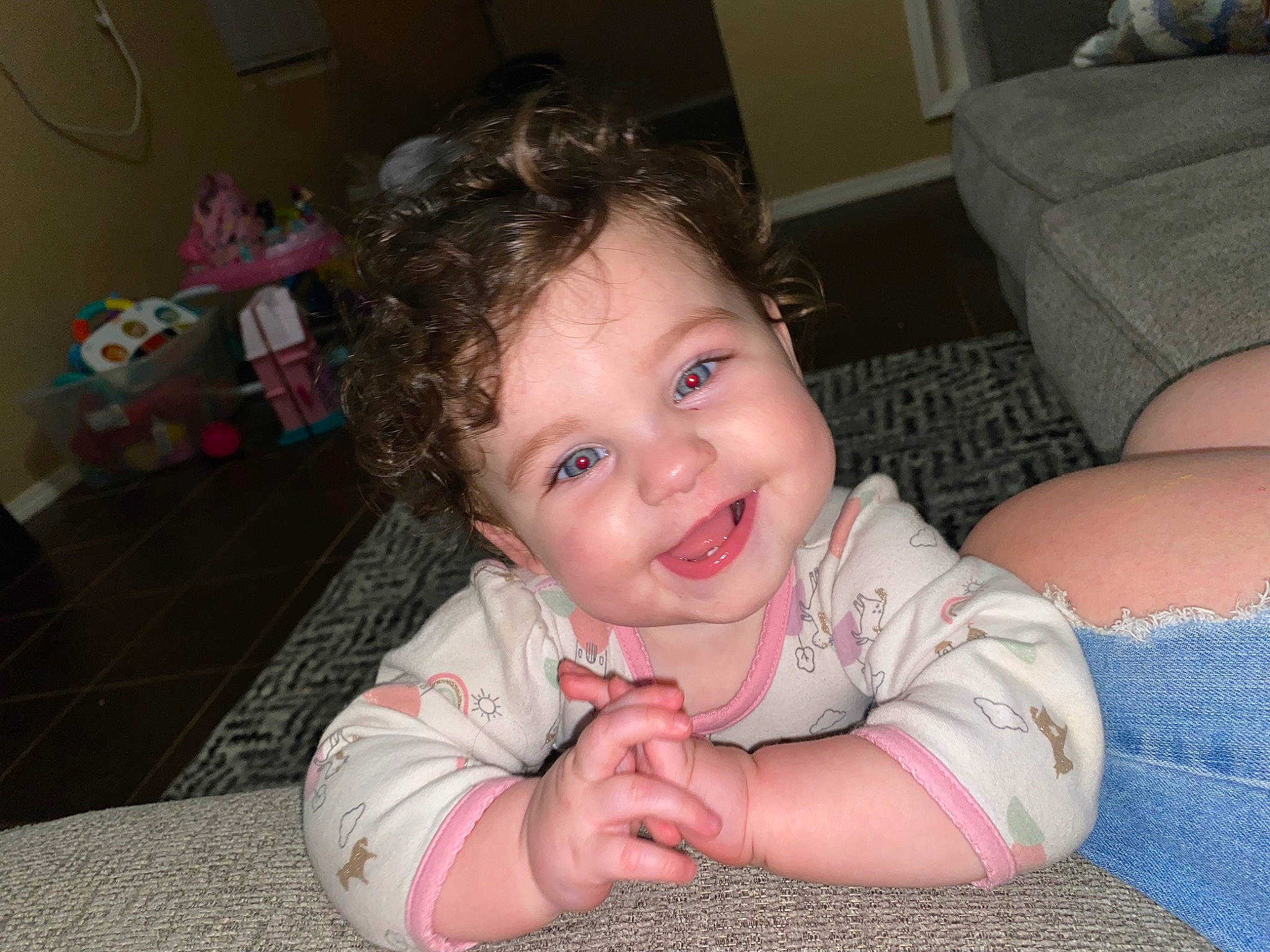 Oaklyn joined the competition — help win amazing prizes! baby_toddler_clothing, cheek, chin, comfort, eye, eyebrow, face, floor, flooring, fun, hair, happy, head, human_body, iris, joy, mouth, nose, person, skin