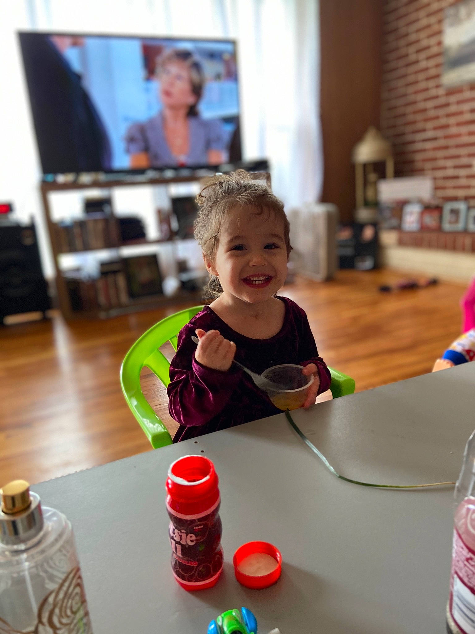 Annalee is registered to the contest to win money with this photo: blurred, child, games, house, joy, person, plastic_bottle, play, recreation, room, toddler, vacation
