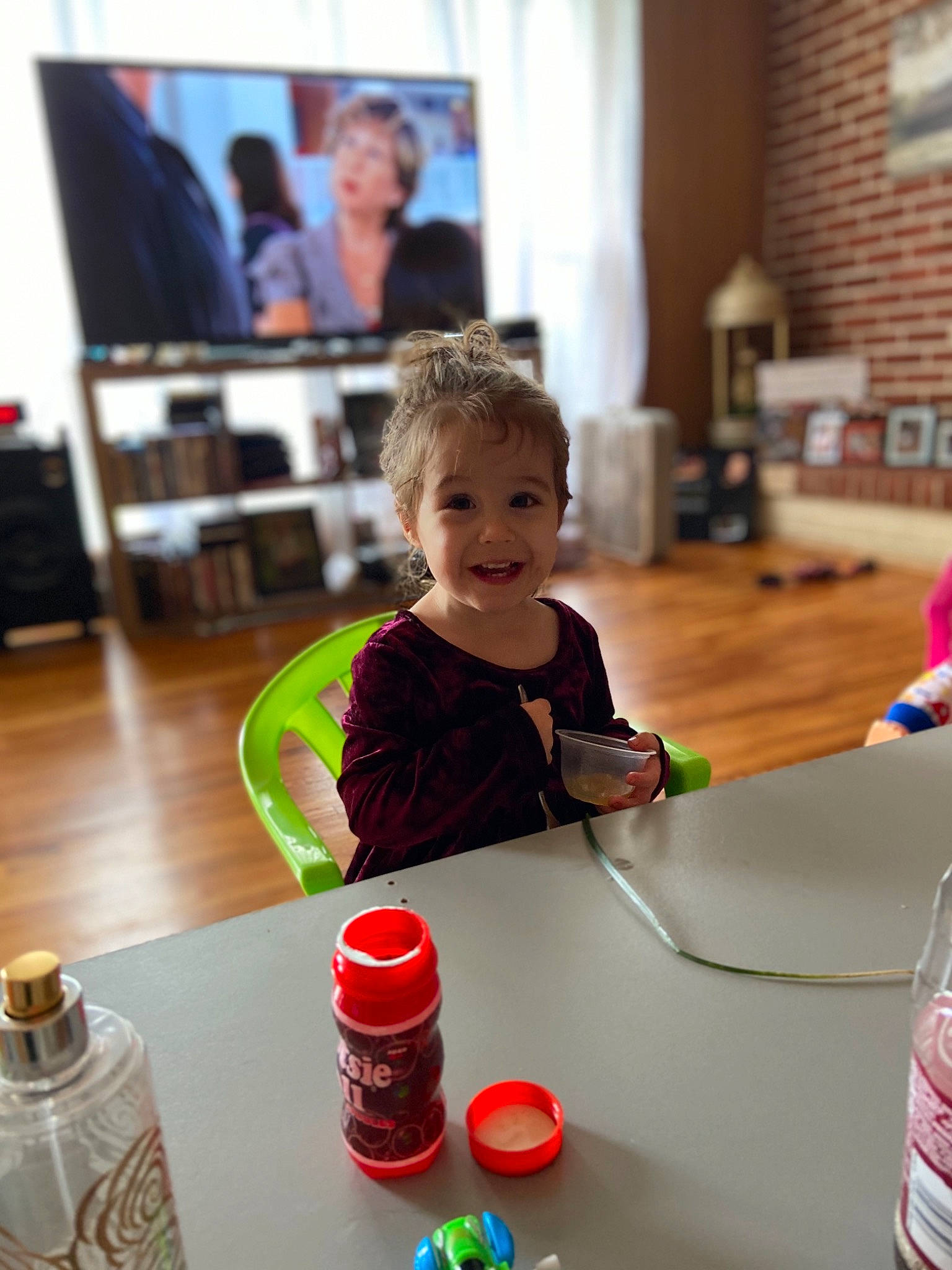 Annalee joined the competition — help win amazing prizes! blurred, child, fun, games, glass, joy, person, plastic_bottle, play, recreation, room, toddler, vacation