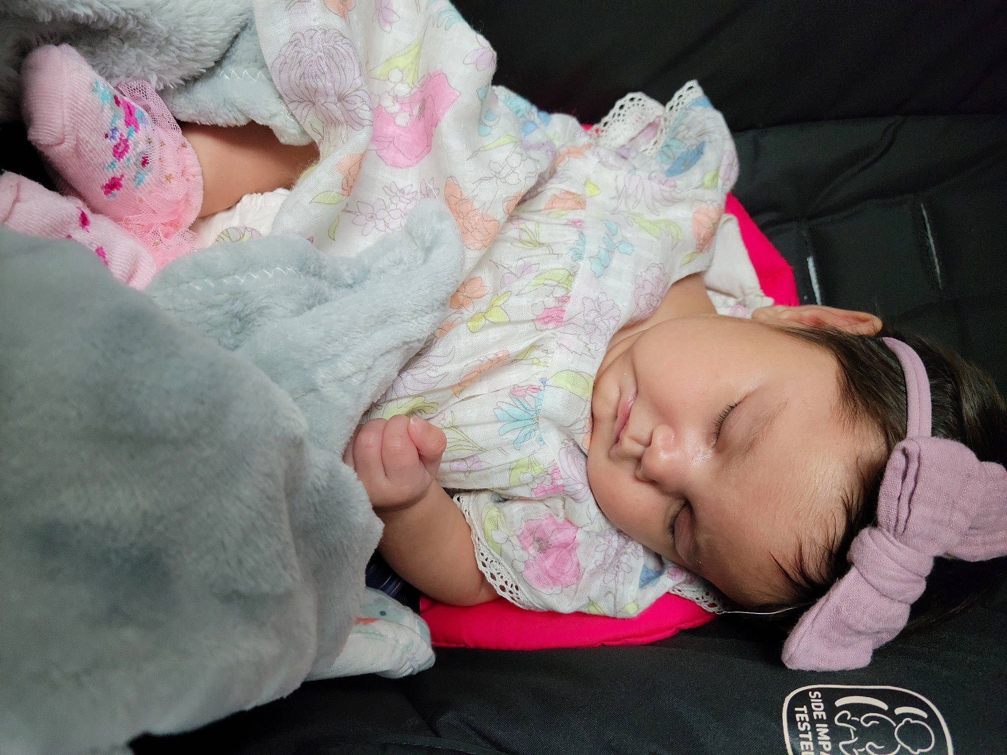 Melody is registered to the contest to win money with this photo: arm, baby, baby_sleeping, baby_toddler_clothing, bedtime, cheek, child, comfort, ear, facial_expression, finger, happy, headgear, linens, nail, nap, person, pink, sitting, skin
