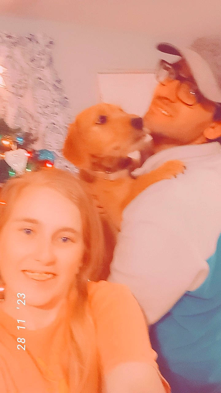 Harley joined the competition — help win amazing prizes! abdomen, chest, child, companion_dog, dog_breed, ear, event, fawn, fun, fur, gesture, happy, jewellery, neck, necklace, nose, selfie, skin, smile, trunk