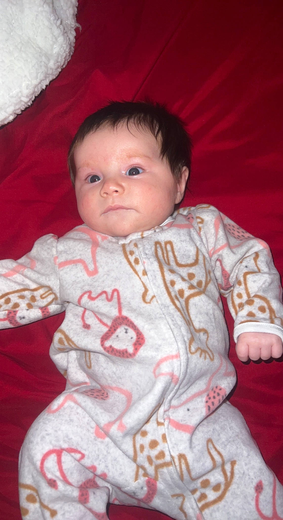 Sienna joined the competition — help win amazing prizes! baby, baby_toddler_clothing, cheek, child, chin, comfort, eye, eyebrow, hair, iris, linens, lip, nose, outerwear, person, pink, skin, sleeve, smile, textile