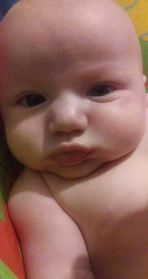 Treyton is registered to the contest to win money with this photo: baby, baby_making_funny_faces, cheek, child, chin, close_up, eye, eyebrow, face, forehead, head, lip, mouth, nose, person, skin, toddler