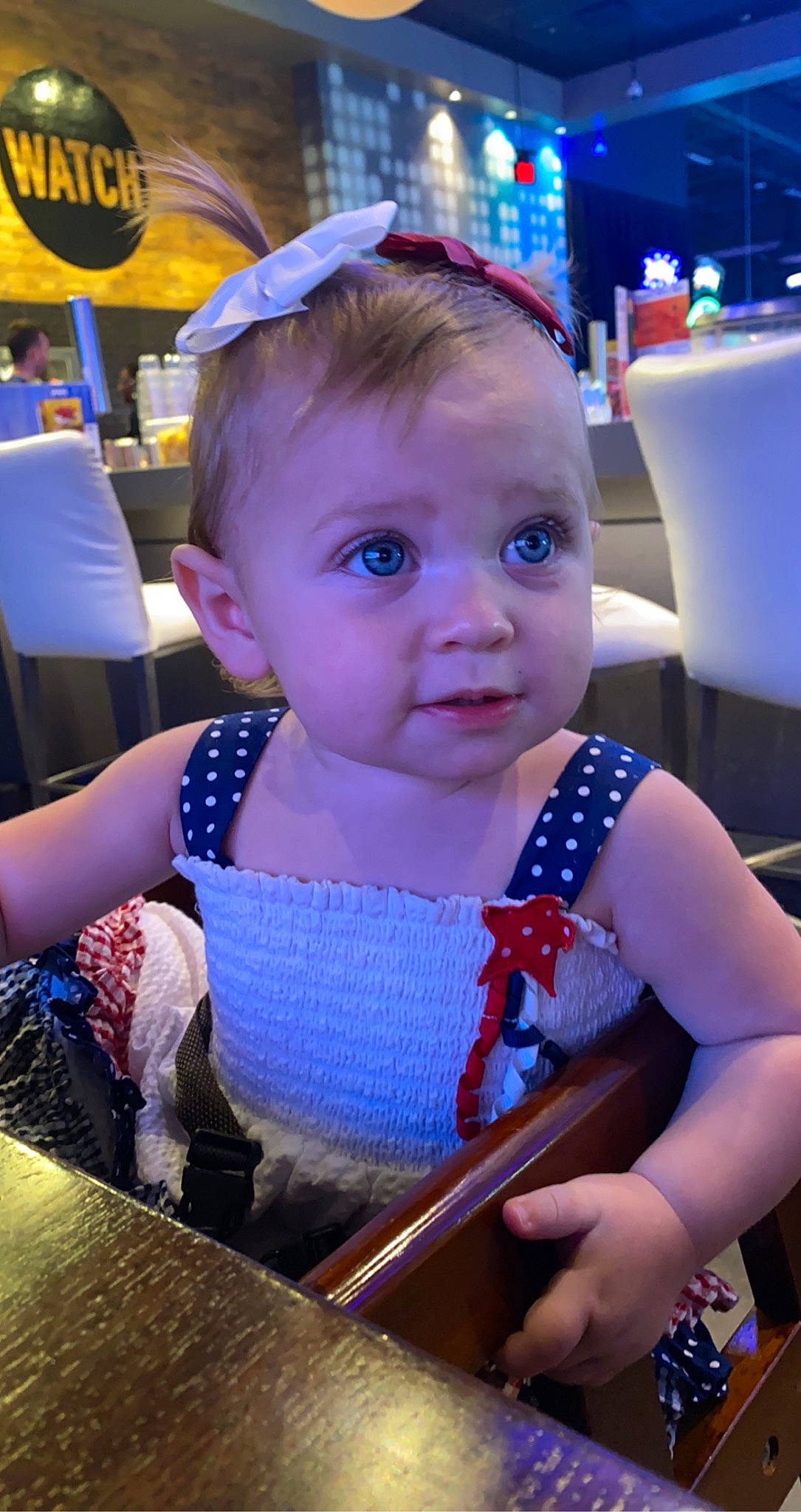 Harper is registered to the contest to win money with this photo: azure, baby, baby_toddler_clothing, beauty, blond, blue, chair, child, electric_blue, event, fun, happy, iris, jewellery, person, photograph, purple, skin, snapshot, toddler