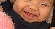 Azaelia-Ray is registered to the contest to win money with this photo: baby, blanket, child, closeup, clothing, cute, face, flower, fuzzy, happy, infant, joy, person, pink, portrait, skin, smiling, soft, toddler, warm