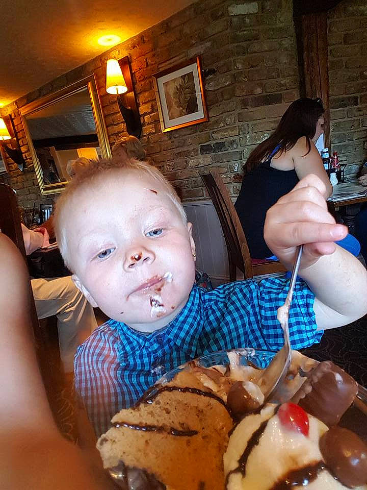 Kenzie is registered to the contest to win money with this photo: child, cuisine, daughter, eating, food, fun, girl, happiness, infant, person, skin, smile, toddler