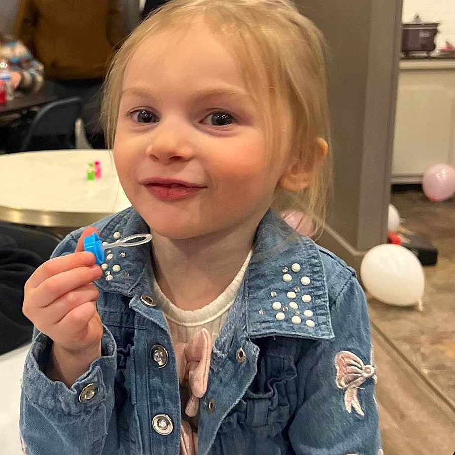 Mkenna joined the competition — help win amazing prizes! blonde, brownhair, child, clothing, coat, cosmetics, eating, face, female, food, girl, hair, head, jacket, lipstick, person, photography, portrait, sleeve, sweets