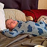 Noah joined the competition — help win amazing prizes! newborn, baby, sleeping, infant, swaddled, blanket, swaddle, dinosaur, pillow, bed, bedroom, portrait, face, closed_eyes, peaceful, cozy, plush_toy, bedding, indoors, photography
