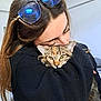Naya participe au concours pour gagner de l'argent avec cette photo : woman, cat, tabby_cat, hug, affection, indoor, glasses, long_hair, black_sweater, pet, face, eyes, closeup, love, comfort, human, animal, domestic, cozy, warmth