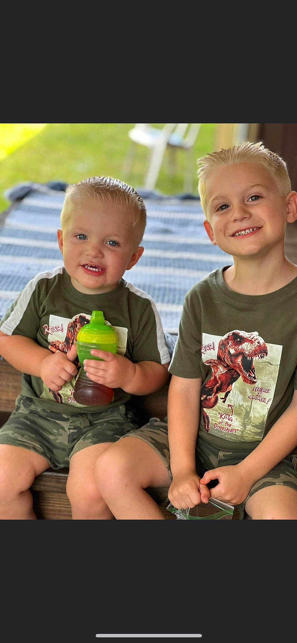 Jayce joined the competition — help win amazing prizes! eye, face, facial_expression, fun, grass, hairstyle, happy, interaction, iris, joy, leaf, leg, person, photograph, product, shorts, skin, smile, social_group, standing