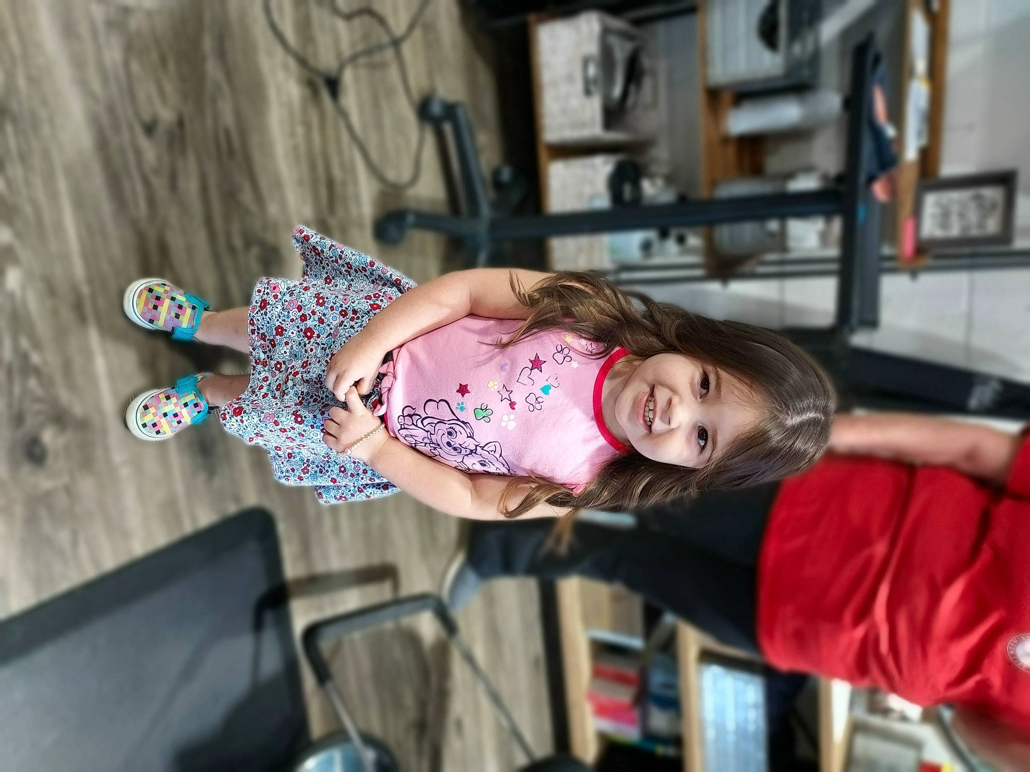 Charlee is registered to the contest to win money with this photo: child, dress, eyewear, fashion_design, fun, happy, human_leg, joy, leisure, magenta, mammal, person, smile, thigh, toddler, tree, vacation, visual_arts, waist