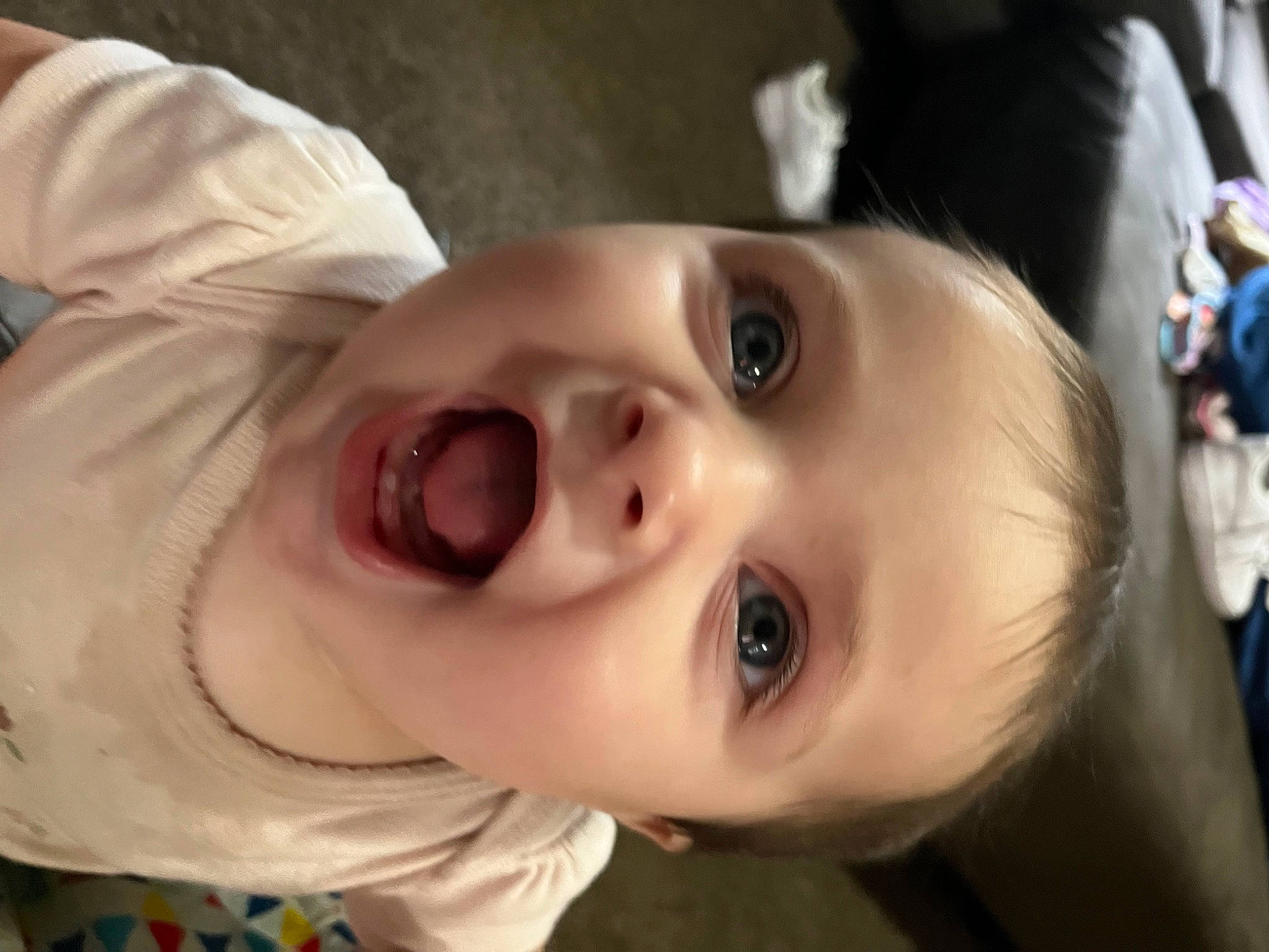Kaylee is registered to the contest to win money with this photo: baby, baby_toddler_clothing, cheek, child, eye, eyebrow, eyelash, facial_expression, flash_photography, fun, happy, iris, lip, mouth, nose, person, plant, skin, smile, surprise
