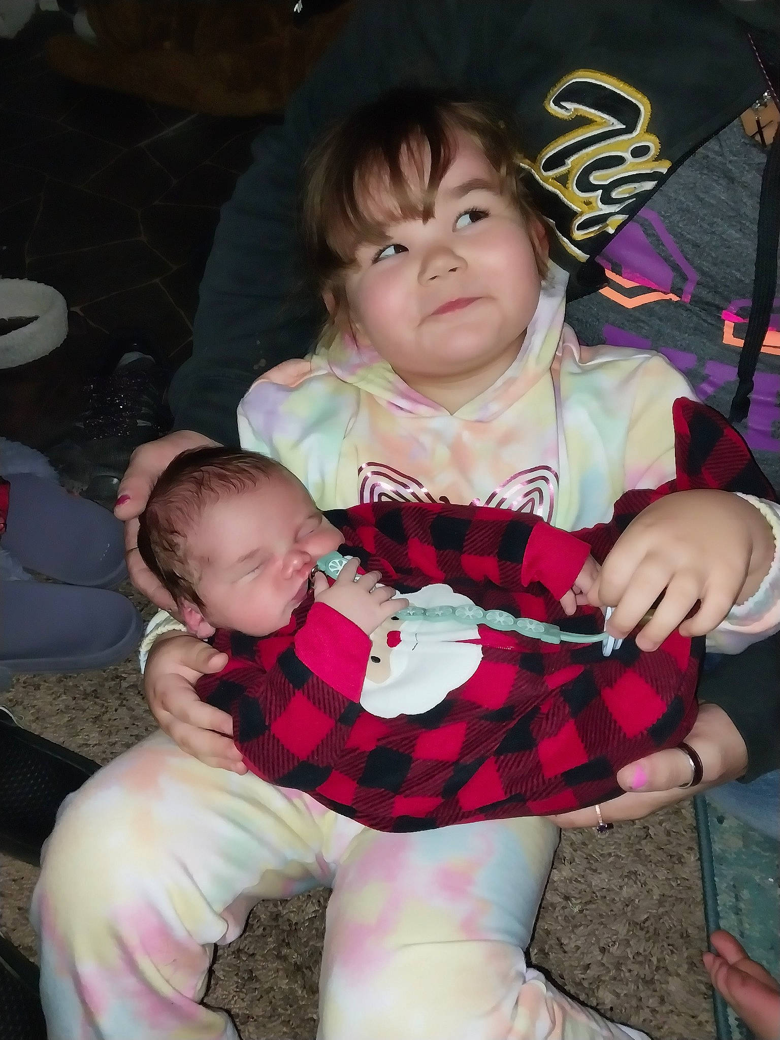 Liberty joined the competition — help win amazing prizes! baby, baby_toddler_clothing, cheek, eye, facial_expression, finger, flash_photography, fun, happy, head, joy, lap, pattern, person, pink, plaid, skin, sleeve, sock, tartan