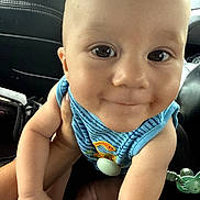Briar joined the competition — help win amazing prizes! adorable, baby, blue_clothing, car, car_seat, child, close_up, eyes, face, happy, indoor, infant, looking_at_camera, pacifier, photography, portrait, sitting, smiling, toy, vehicle