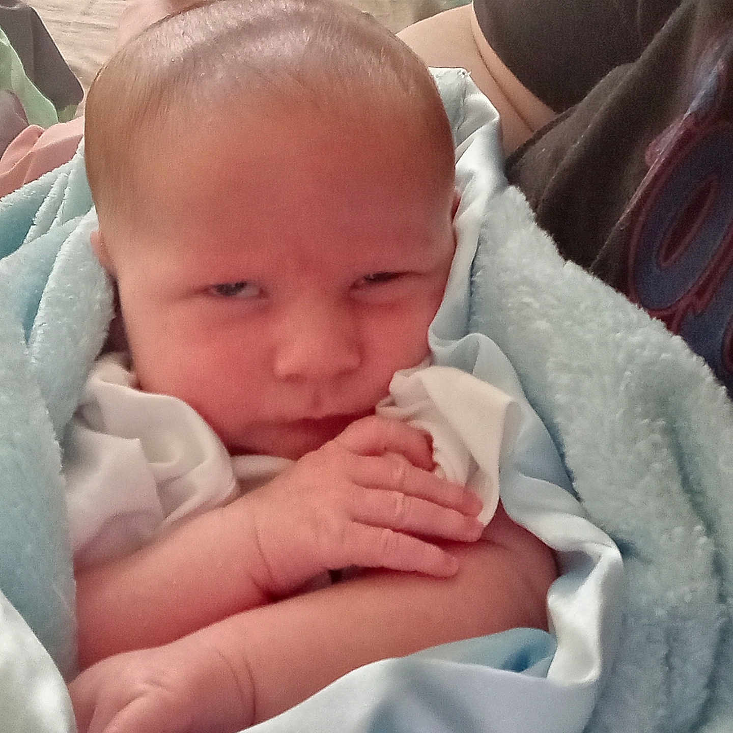 Wesley joined the competition — help win amazing prizes! architecture, baby, bed, bedroom, blanket, bodypart, building, face, finger, furniture, hand, head, hospital, indoors, newborn, person, photography, portrait, quilt, room