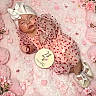 baby, infant, sleeping, portrait, pink, heart, valentines_day, floral, flowers, headband, bow, dress, sandals, milestone, two_months, blanket, newborn, cute, indoor, photography