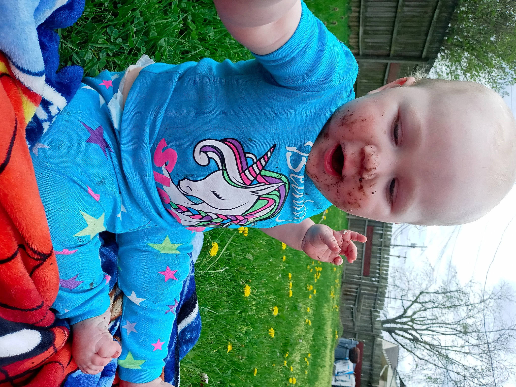 Sabrina joined the competition — help win amazing prizes! baby, baby_toddler_clothing, blue, cool, grass, green, happy, human, leaf, leisure, mouth, people_in_nature, person, plant, red, shorts, sleeve, t_shirt, toddler, tree