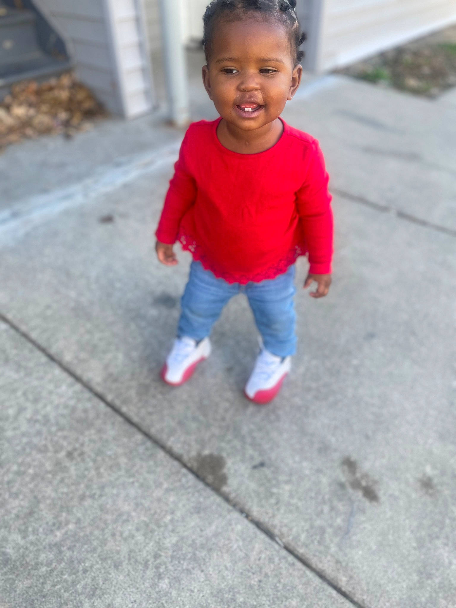 Anyla Smith joined the competition — help win amazing prizes! asphalt, baby, baby_toddler_clothing, cheek, child, clothing, denim, eye, face, flooring, hair, happy, head, jeans, magenta, nose, person, road_surface, sleeve, smile