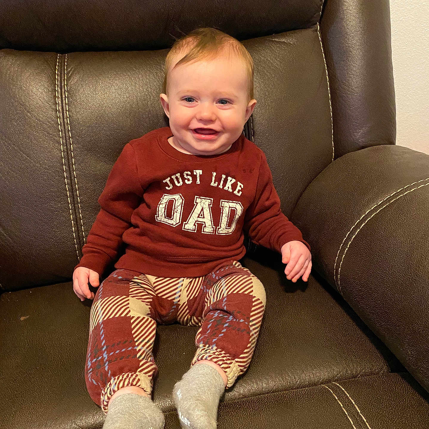 Oliver joined the competition — help win amazing prizes! armchair, baby, babylaughing, chair, clothing, couch, cushion, face, furniture, happy, head, homedecor, hosiery, laughing, pants, person, photography, portrait, sitting, sock