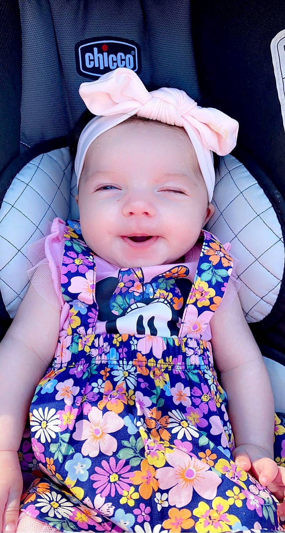 Skylar joined the competition — help win amazing prizes! azure, baby, baby_toddler_clothing, blue, child, dress, facial_expression, hairstyle, happy, headwear, iris, one_piece_garment, outerwear, person, pink, purple, skin, sleeve, smile, textile