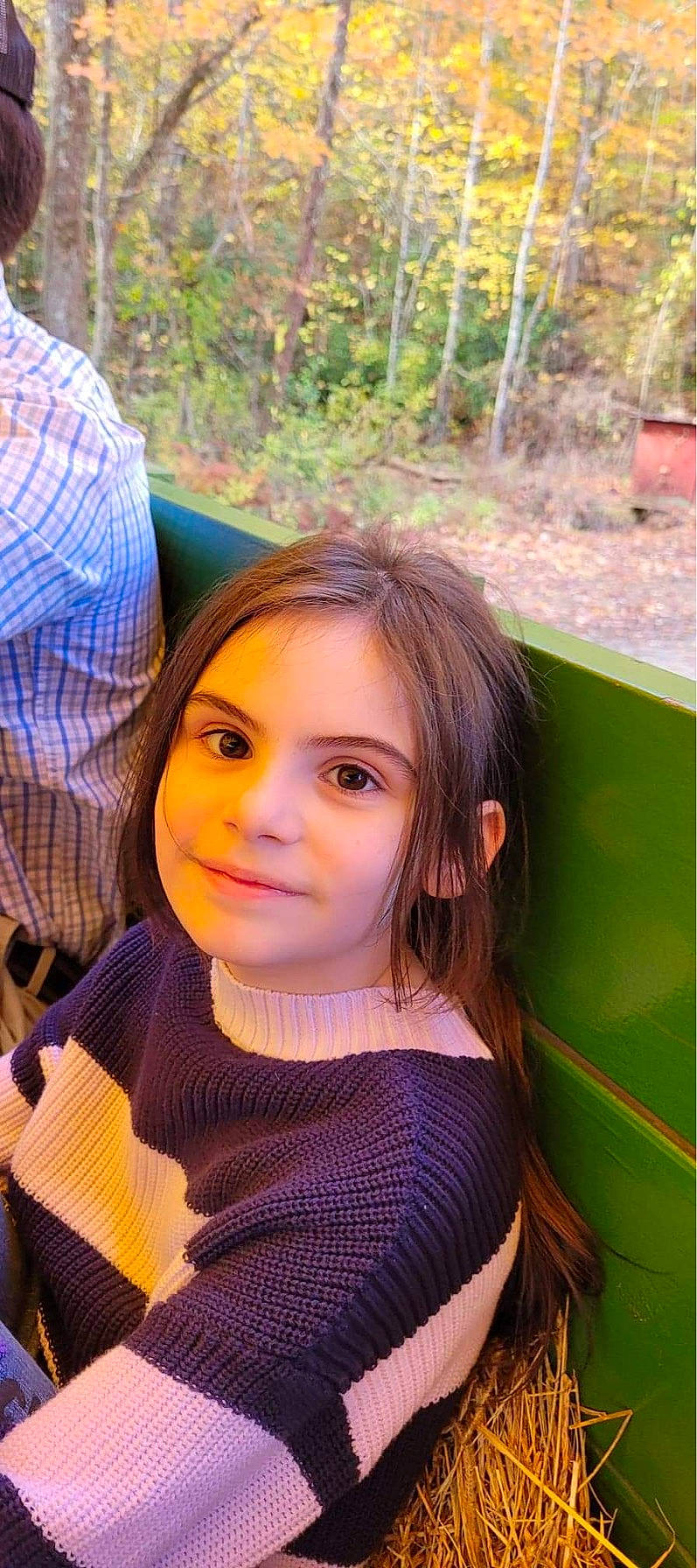 Annabelle joined the competition — help win amazing prizes! autumn, child, eyelash, fun, grass, happy, joy, leaf, leisure, pattern, people_in_nature, person, plant, portrait_photography, recreation, sitting, smile, toddler, tree