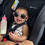 Aislynn joined the competition — help win amazing prizes! baby, child, car_seat, sunglasses, bottle, smile, happy, infant, seat_belt, person, hand, watch, baby_trend, clothing, car_interior, safety, cute, portrait, fun, accessory