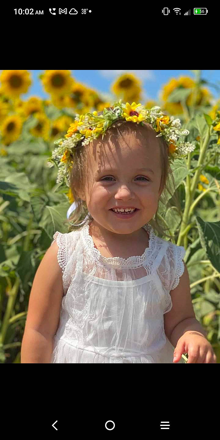 Cora joined the competition — help win amazing prizes! baby_toddler_clothing, eye, flash_photography, flower, grass, hair, happy, head, headgear, headpiece, human_body, iris, joy, nature, people_in_nature, person, petal, plant, smile, summer
