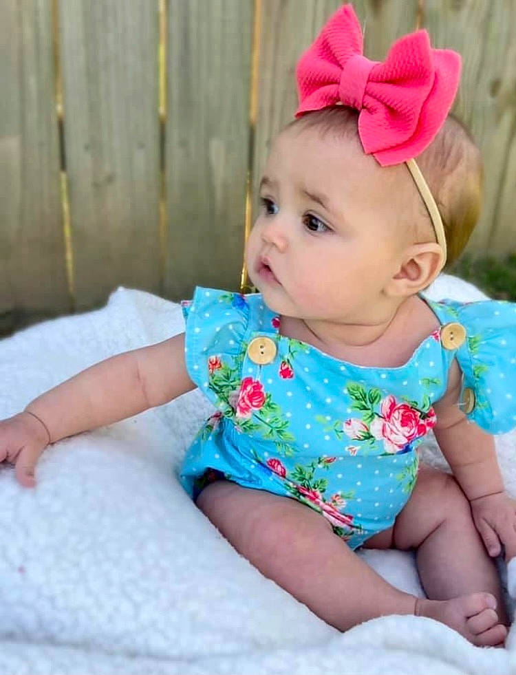 Jodeci joined the competition — help win amazing prizes! baby, baby_toddler_clothing, cheek, child, dress, eye, face, grass, happy, head, headband, human_body, jewellery, pattern, person, pink, plant, purple, skin, sleeve