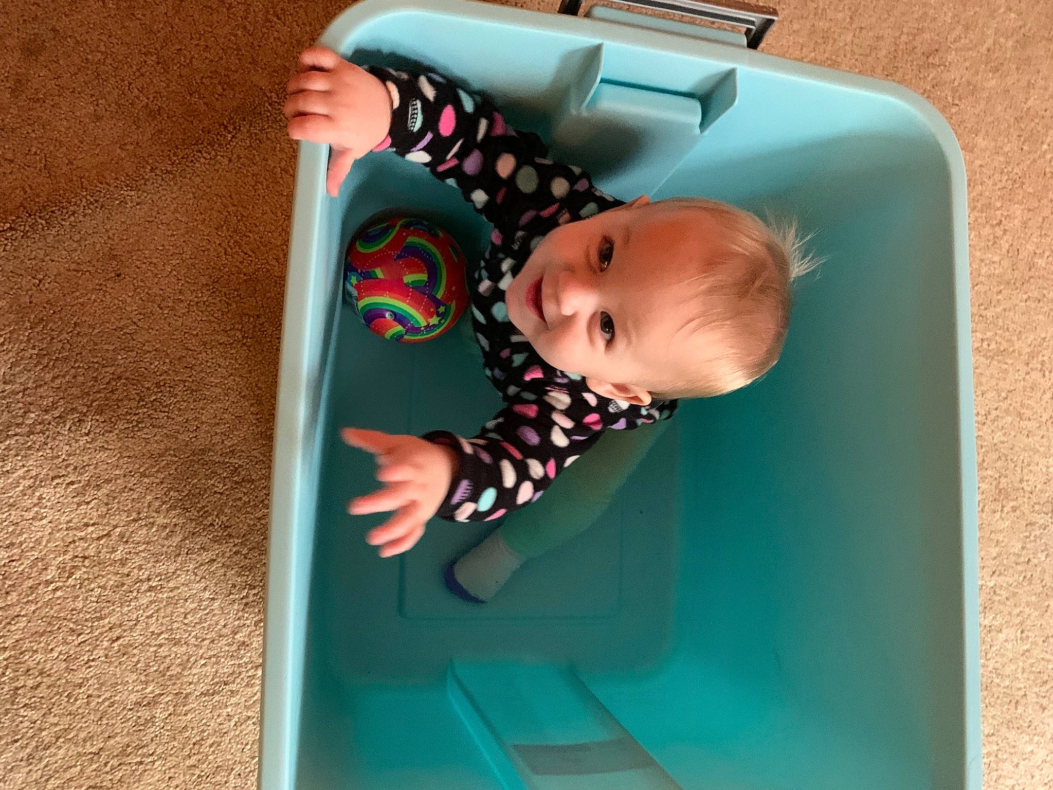 Ariana is registered to the contest to win money with this photo: baby, baby_carriage, baby_products, baby_safety, baby_toddler_clothing, baby_toys, bedtime, child, clothing, comfort, electronic_device, leisure, linens, pattern, person, play, room, sitting, t_shirt, toddler