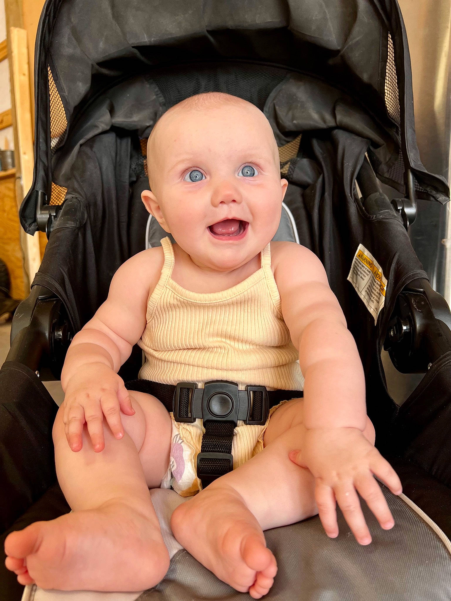 Brynley is registered to the contest to win money with this photo: baby, baby_carriage, baby_products, baby_safety, baby_toddler_clothing, cheek, child, comfort, finger, hand, human_body, knee, lap, mammal, person, product, skin, smile, thigh, thumb